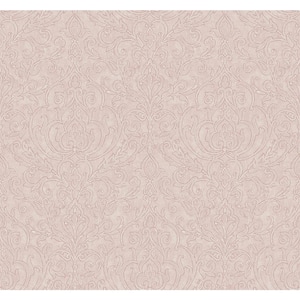 Soft Damask Pink Paper Non-Pasted Strippable Wallpaper Roll (Cover 60.75 sq. ft.)
