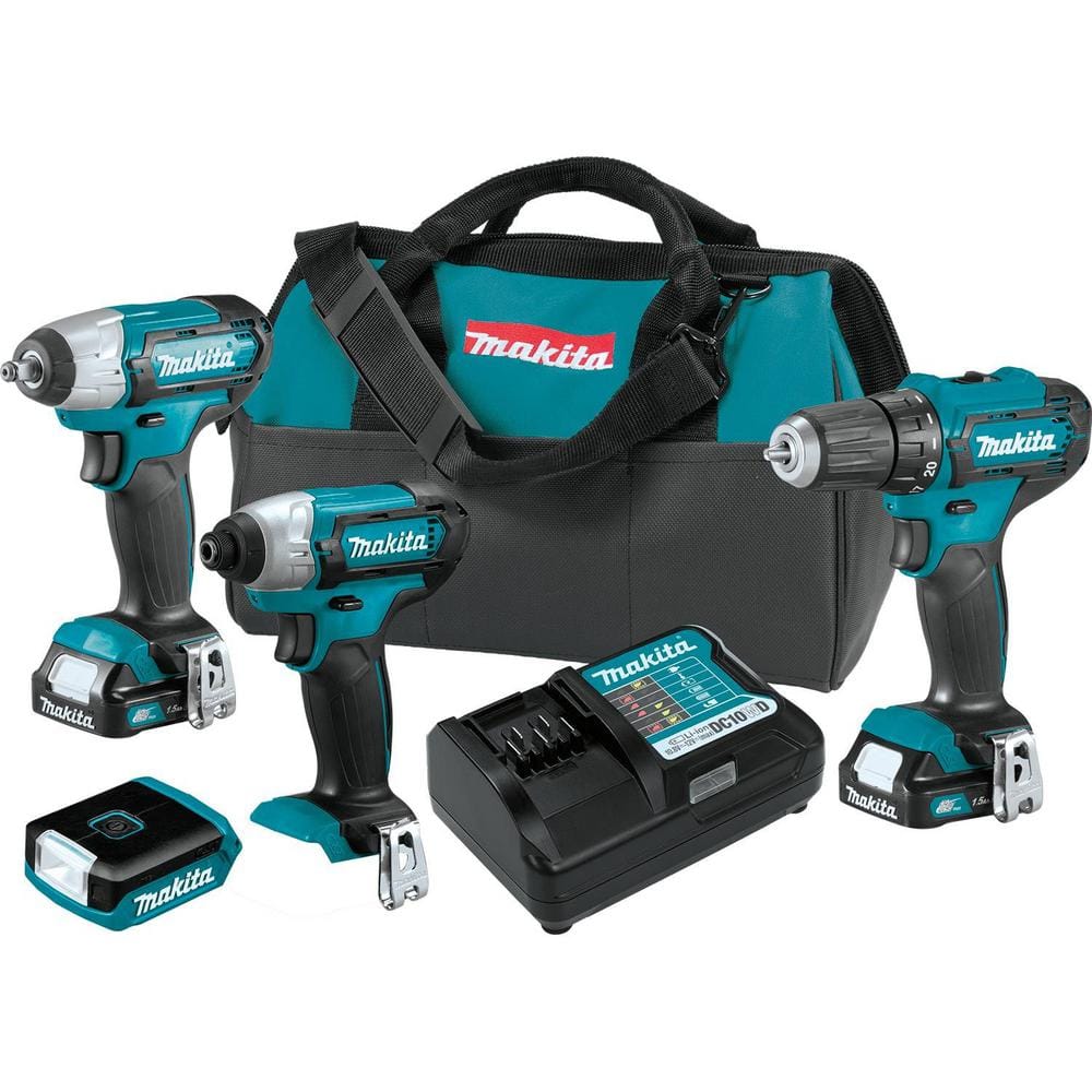 Makita 12V max CXT Lithium-Ion Cordless Combo Kit (Driver-Drill/Impact  Driver/Impact Wrench/Flashlight) 1.5 Ah (4-Piece) CT411 The Home Depot