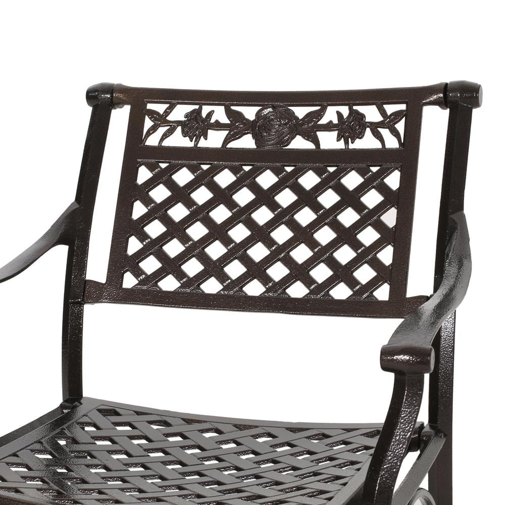 Hammered Bronze Aluminum Outdoor Dining Arm Chair Set