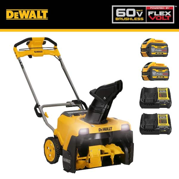 60-Volt 21 in. Maximum Cordless Electric Single Stage Snow Blower with Two 4.0 Ah FLEXVOLT Batteries and 2 Chargers