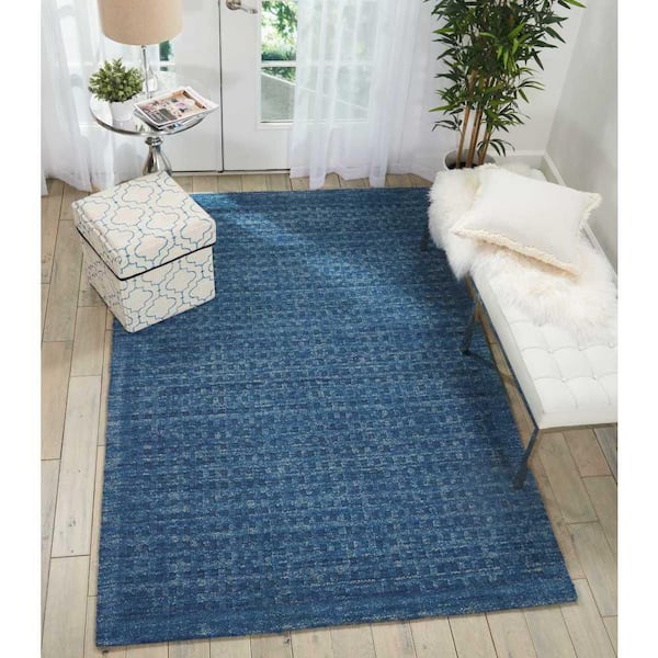 Perris Navy 8 ft. x 11 ft. Solid Contemporary Area Rug