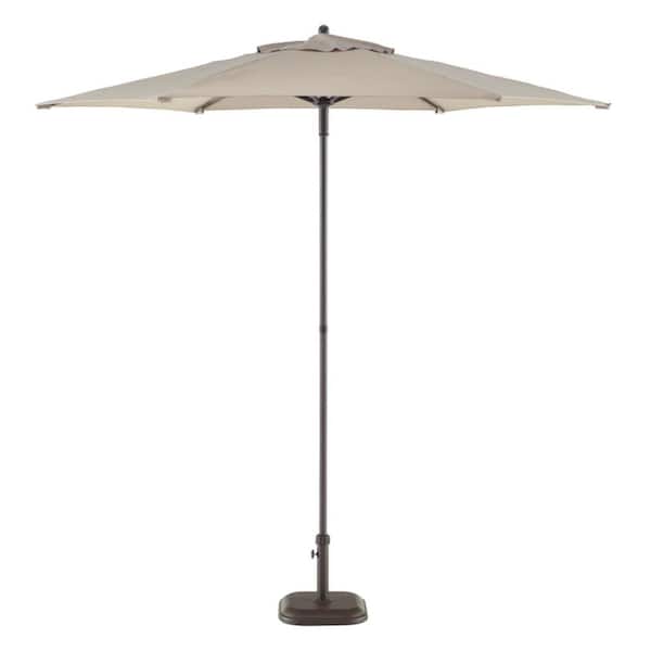 StyleWell 7.5 ft. Steel Market Outdoor Patio Umbrella in Riverbed Tan