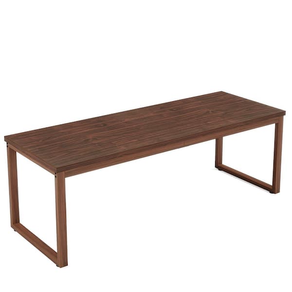 TRIBESIGNS WAY TO ORIGIN Perry 78.74 in. Dark Walnut Wood Extra Long Desk Large 2 Person Computer Table Study Writing Workstation Home Office