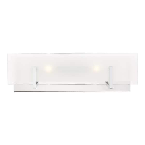 Generation Lighting Syll 18 in. 2-Light Chrome Vanity Light with Clear Highlighted Satin Etched Glass Shade