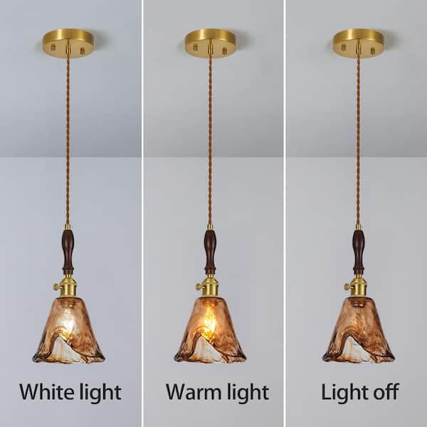 ZHLWIN Home Light 60-Watt 1 Light Gold Pendant Light With Brown