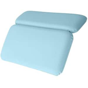 Bath Pillow for Neck Head and Back Support, Strong Suction Waterproof Headrest for Curved or Straight Tubs in Spa Blue