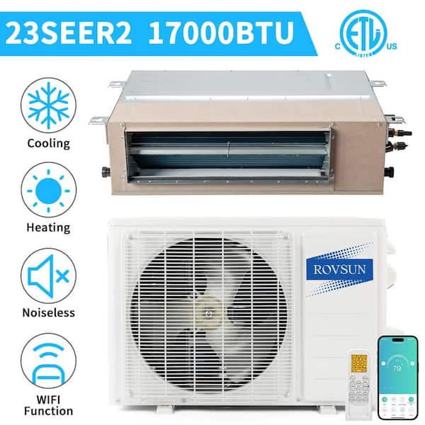 ROVSUN 23 SEER2 17,000 BTU WIFI Ducted Mini Split Air Conditioner
