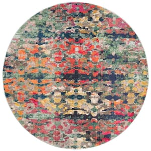 Monaco Green/Blue 7 ft. x 7 ft. Round Abstract Area Rug