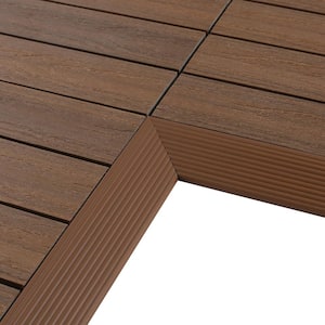 1/6 ft. x 1 ft. Quick Deck Composite Deck Tile Inside Corner Fascia in Peruvian Teak (2-Pieces/Box)