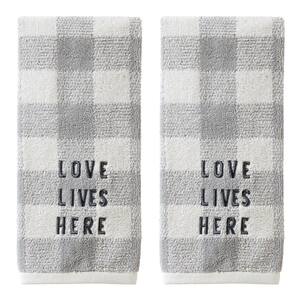 Love Lives Here 100% Cotton 2-Pack Gray Hand Towel