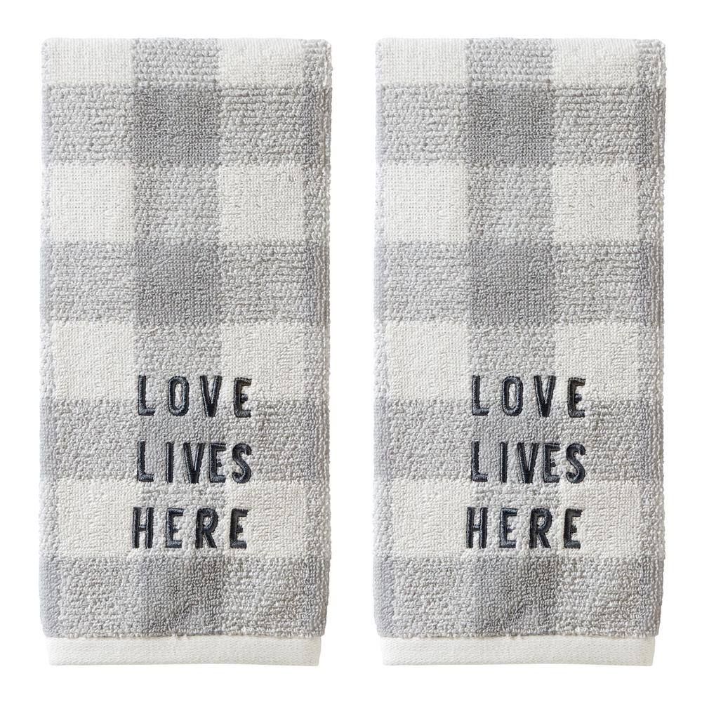 SKL Home Love Lives Here 100 Cotton 2Pack Gray Hand Towel