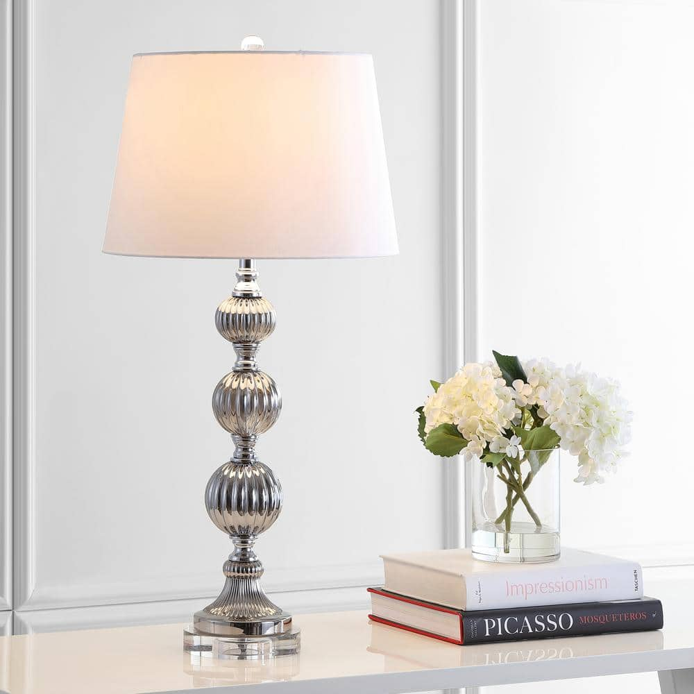 JONATHAN Y Vivienne 31 in. Triple Sphere Glass/Crystal LED Table Lamp ...