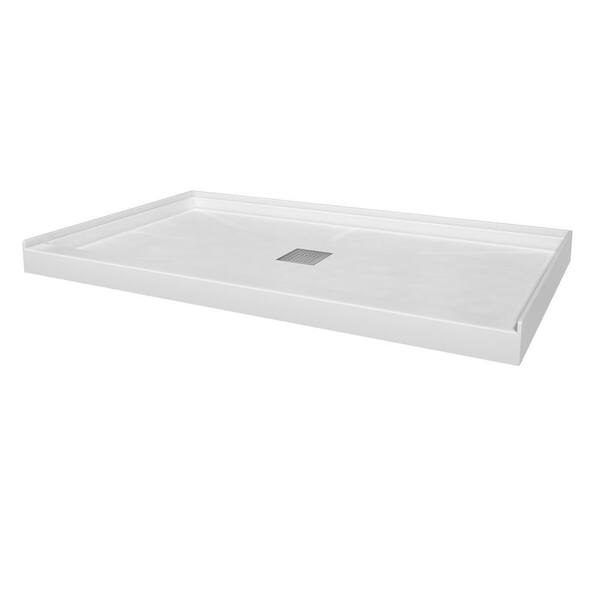 60 in. L x 36 in. W Alcove Shower Pan Base with Centre Drain