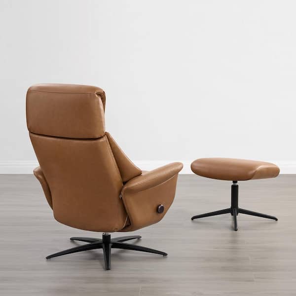 Spruce & Spring Ivara Saddle Leather Reclining Swivel Arm Chair