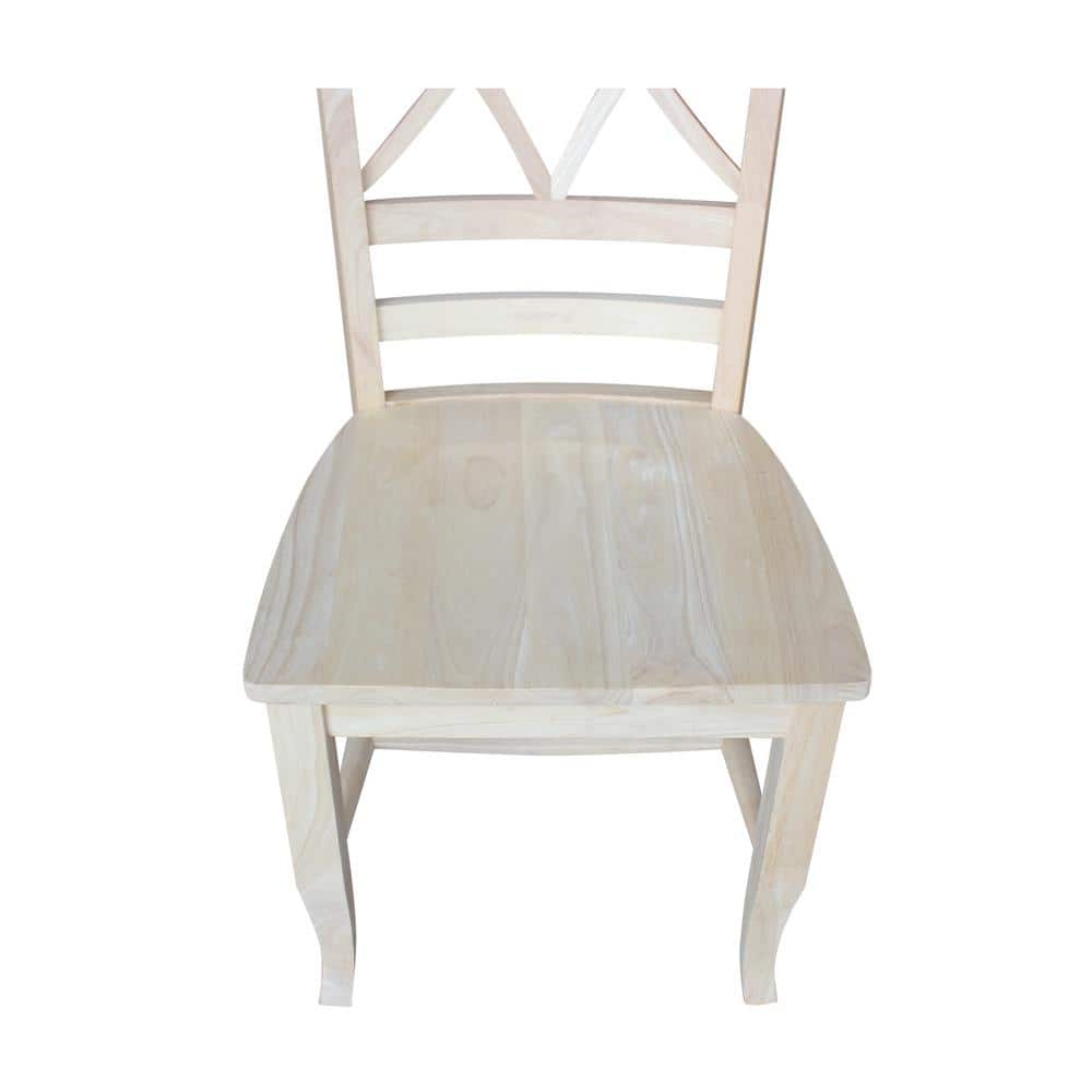Set of Two White Wood Lattice Dining Chairs