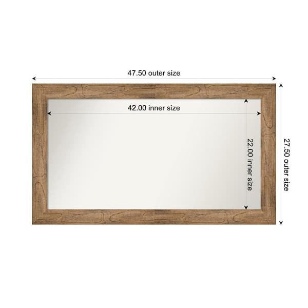 Amanti Art Owl Brown 47.5 in. W. x 27.5 in. Custom Non-Beveled Wood Framed Bathroom Vanity Wall Mirror