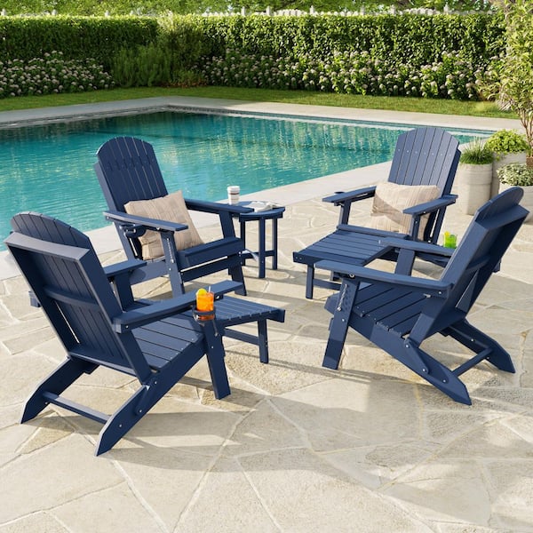 Livewood Outdoor HDPE Plastic Adirondack Chairs with Retractable