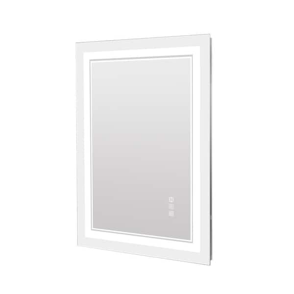 Unbranded 47 in. W x 24 in. H Large Rectangular Frameless Wall-Mount Anti-Fog LED Light Bathroom Vanity Mirror