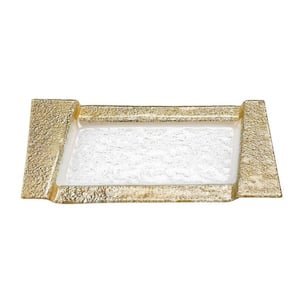 Mariana 7 in. W x 1 in. H x 12.75 in. D Rectangle Gold Glass Serving Tray