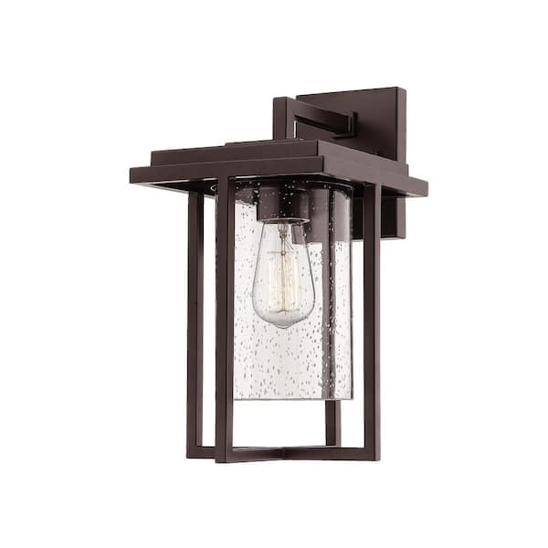 1-Light 8 in. Powder Coat Bronze Outdoor Sconce