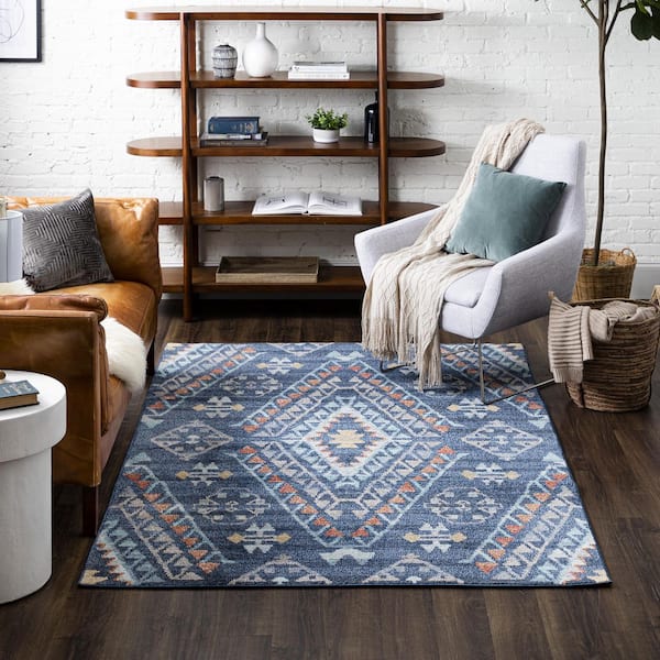 Fleming Blue 1 ft. 11 in. x 3 ft. Area Rug