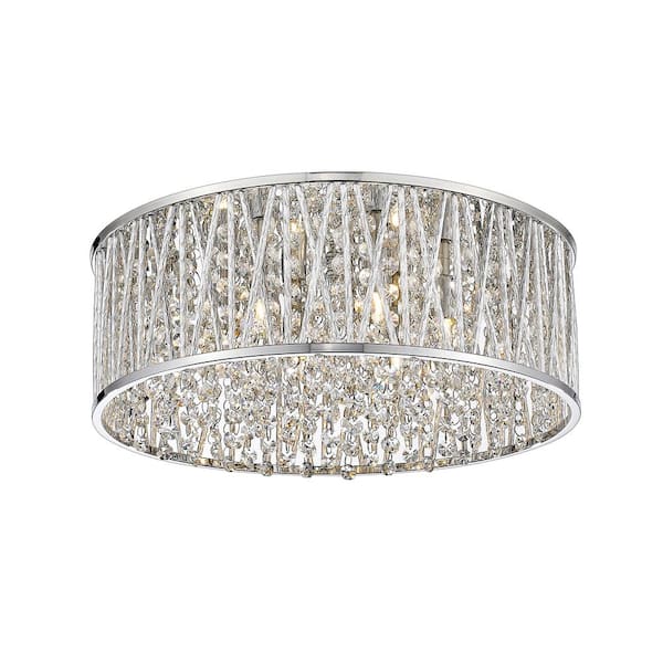 Unbranded 15.75 in. 6-Light Chrome Flush Mount