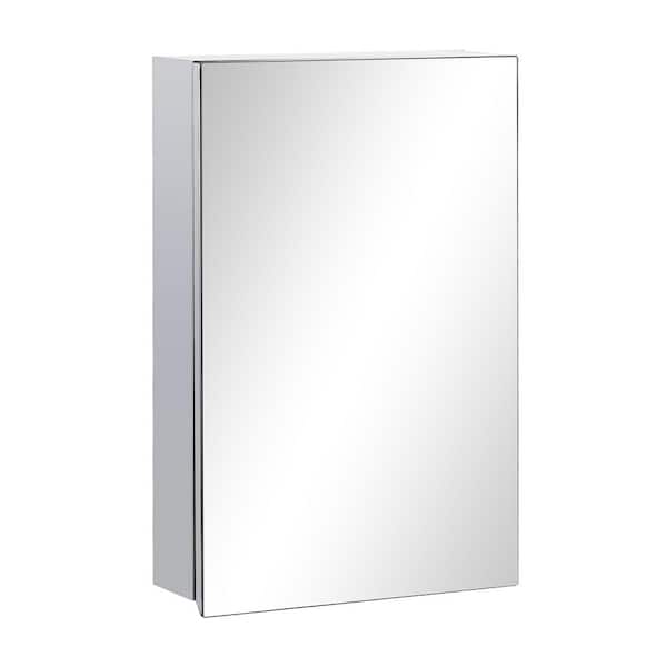 15 in. W x 24 in. H Rectangular Stainless Steel Medicine Cabinet with Mirror, Bathroom Mirror Cabinet with Shelf