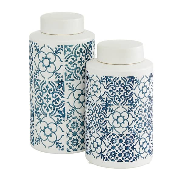 Monroe Lane Country Ceramic Decorative Jars - Set of 2, Gray