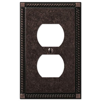 Georgian 1 Gang Duplex Metal Wall Plate - Tumbled Aged Bronze