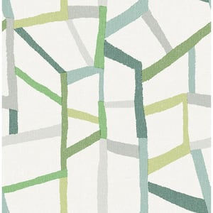 Tate Green Geometric Linen Green Wallpaper Sample