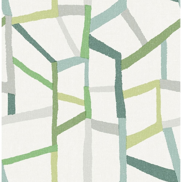 A-Street Prints Tate Green Geometric Linen Green Wallpaper Sample