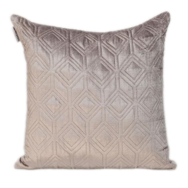 Taupe Geometric Polyester 20 in. x 20 in. Throw Pillow