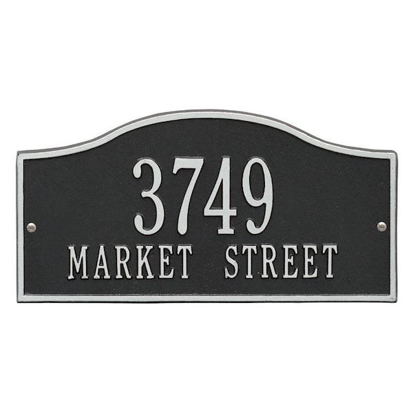 Whitehall Products Rolling Hills Rectangular Black/Silver Standard Wall 2-Line Address Plaque