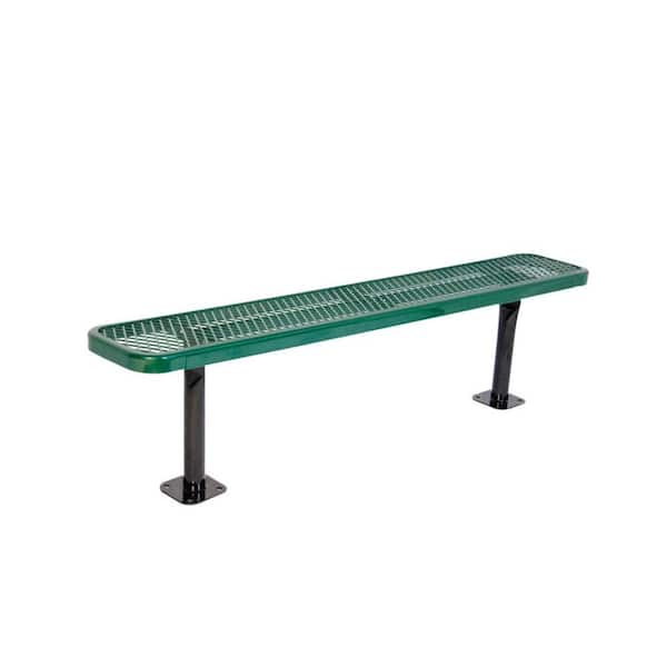 Ultra Play 6 in. Diamond Green Commercial Park Bench without Back Surface Mount