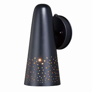 Ephraim 1-Light Dusk to Dawn Black Light Effect Cone Outdoor Wall Lantern