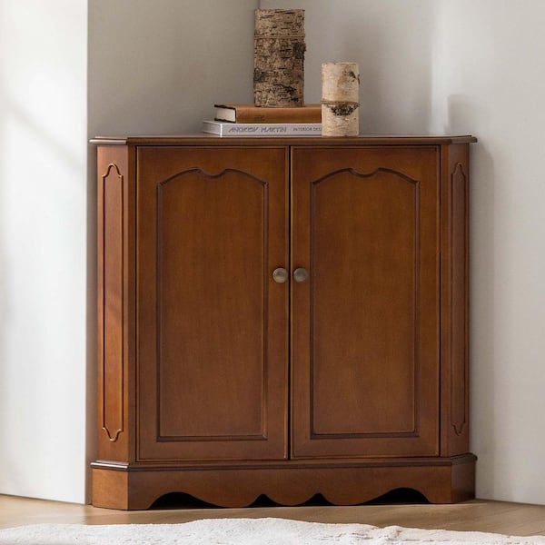 Rinaldo Walnut 30 in. Traditional 2-Door Corner Cabinet