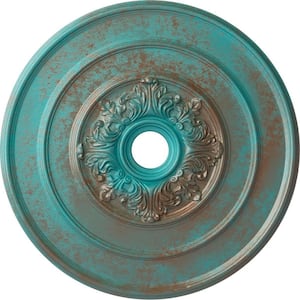 1-1/2 in. x 26 in. x 26 in. Polyurethane Traditional with Acanthus Leaves Ceiling Medallion, Copper Green Patina