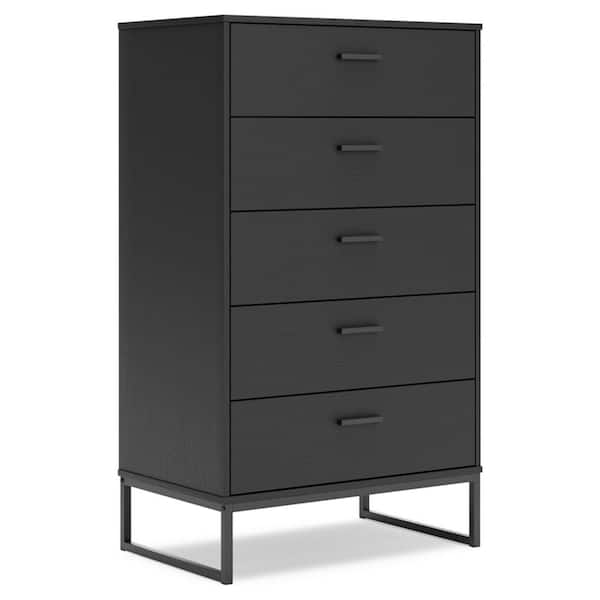 Signature DESIGN BY ASHLEY Socalle Black 5 Drawer 29.88 in. Chest of Drawers