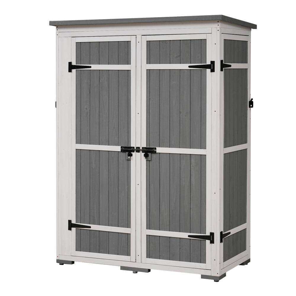 4 ft. W x 2 ft. D Gray Wood Storage Shed, Garden Tool Cabinet with Roof,4 Lockable Doors,Multiple-tier Shelves(8sq. ft.) price history on PriceWatchPro