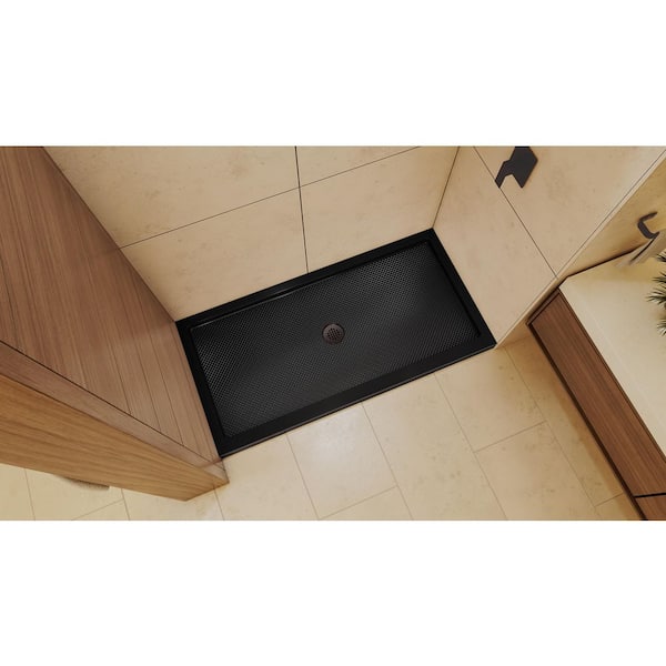 SlimLine 54 in. L x 32 in. W Alcove Rectangular Black Shower Pan Base with 2 in. Round Center Drain in Oil Rubbed Bronze