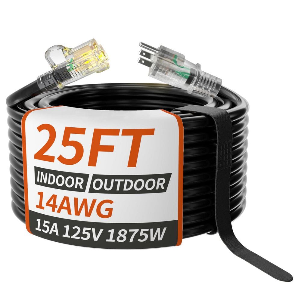 アイコニックコード15P 25 ft. 1875W 14/3 SJTW-Gauge 15A 1875W Outdoor Indoor Extension