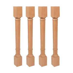 35.25 in. x 3.75 in. Unfinished Solid North American Cherry Traditional Full Round Kitchen Island Leg (4-Pack)