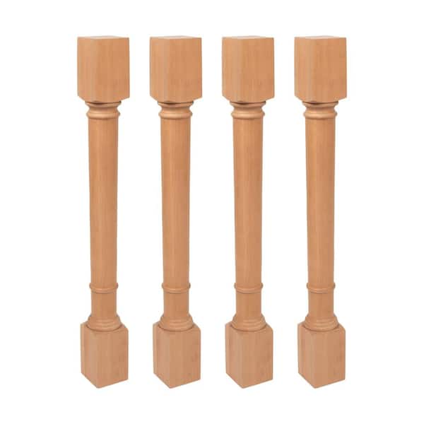American Pro Decor 35.25 in. x 3.75 in. Unfinished Solid North American Cherry Traditional Full Round Kitchen Island Leg (4-Pack)