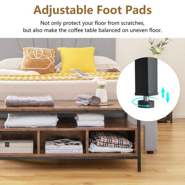 Costway 43.5 in. Rustic Brown Rectangle Wooden Industrial