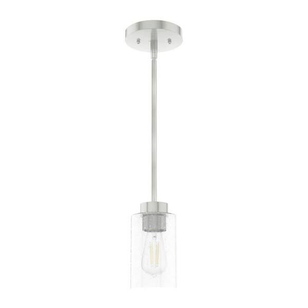 Hunter Hartland 1 Light Brushed Nickel Mini Pendant with Glass Shade
