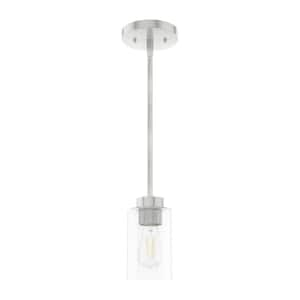 Hartland 1 Light Brushed Nickel Mini Pendant with Glass Shade Kitchen Light