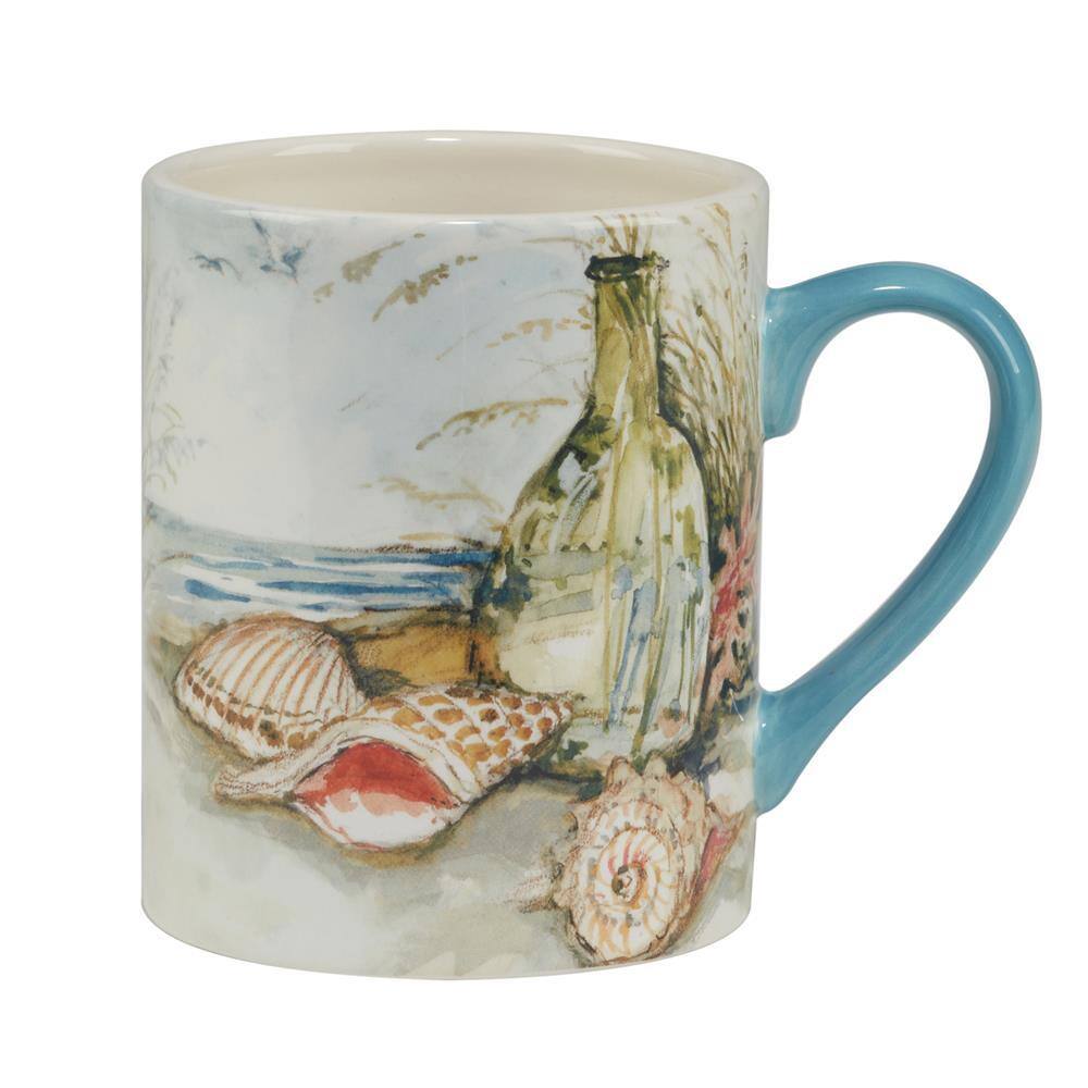 Set of 4 Blue Coastal Ceramic 16oz Mugs