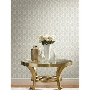 56 sq ft. Taupe Petite Ogee Pre-Pasted Wallpaper