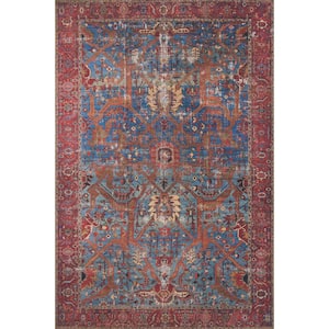 Loren Blue/Red 2 ft. 3 in. x 3 ft. 9 in. Distressed Bohemian Printed Area Rug