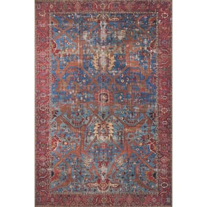 Loren Blue/Red 2 ft. 6 in. x 7 ft. 6 in. Distressed Bohemian Printed Runner Rug